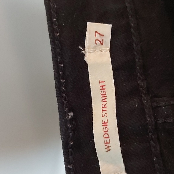 Levi's Premium Wedgie Straight Hidden Button Fly Jeans Big E Black Size 27 - Picture 8 of 11